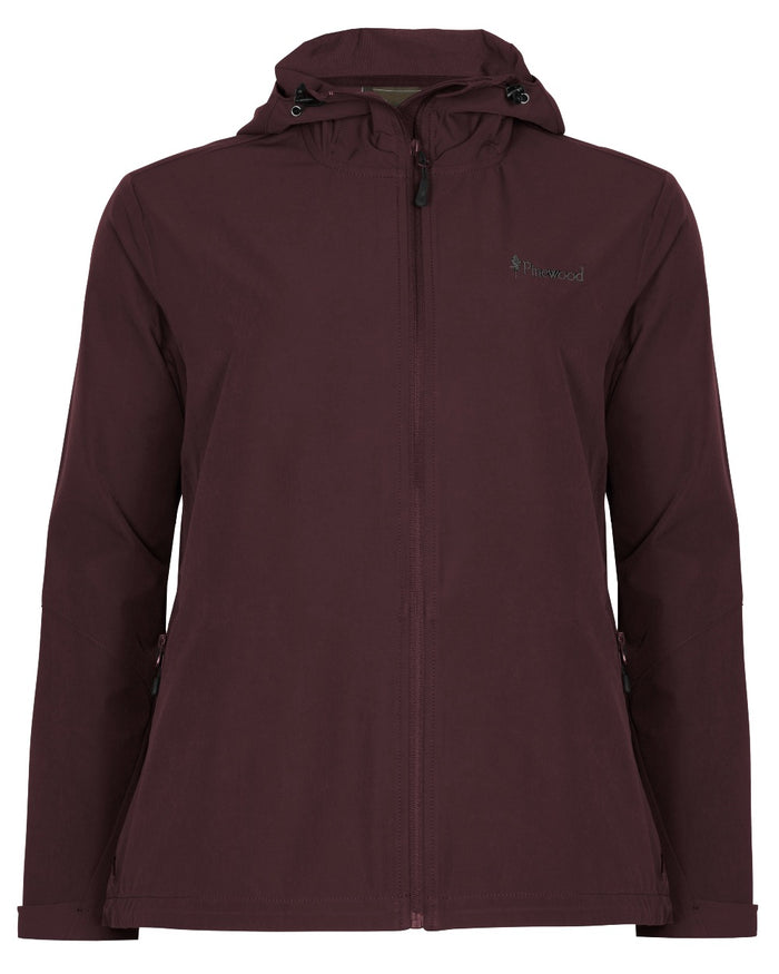 Earth Plum coloured Pinewood Womens Finnveden Trail Stretch Jacket on white background #colour_earth-plum