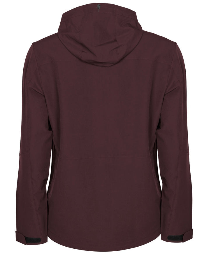 Earth Plum coloured Pinewood Womens Finnveden Trail Stretch Jacket on white background #colour_earth-plum
