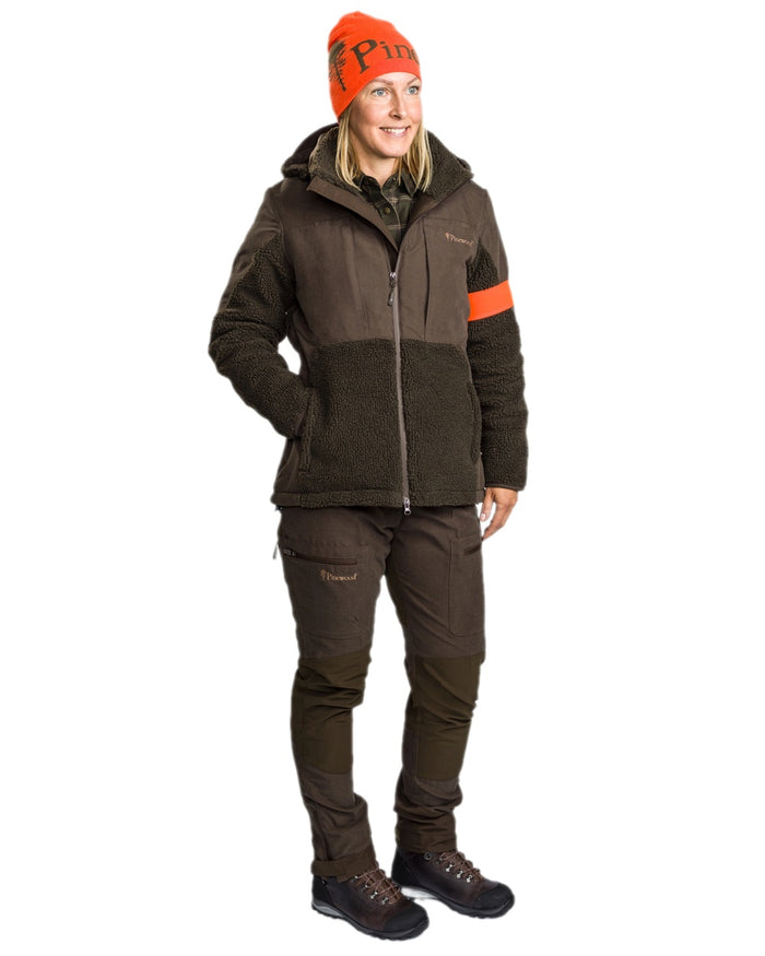Suede Brown Dark Olive Coloured Pinewood Womens Furudal Caribou Hunt Trousers on white background #colour_suede-brown-dark-olive
