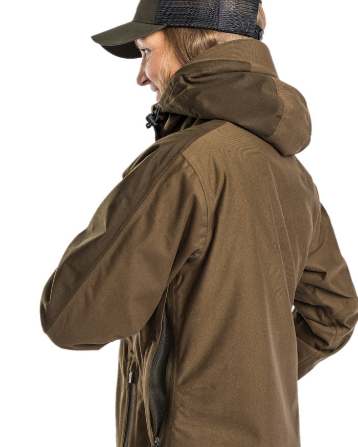 Hunting Brown Suede Brown Coloured Pinewood Womens Furudal Retriever Active Hunting Jacket on white background #colour_hunting-brown-suede-brown