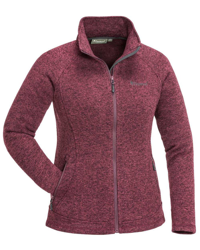 Plum Melange coloured Pinewood Womens Gabriella Fleece Jacket on white background #colour_plum-melange