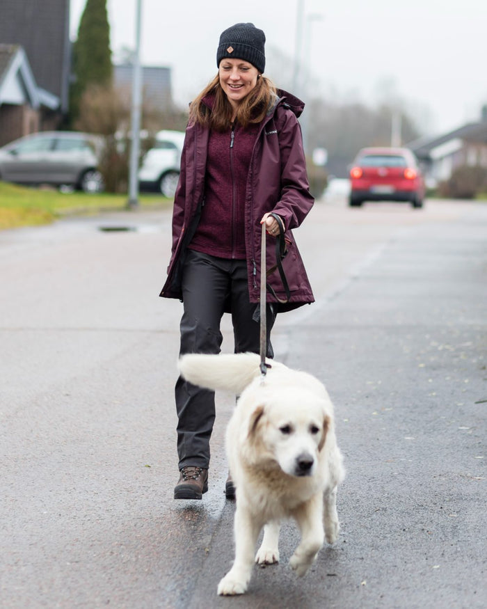 Plum Melange coloured Pinewood Womens Gabriella Fleece Jacket on outdoor background #colour_plum-melange