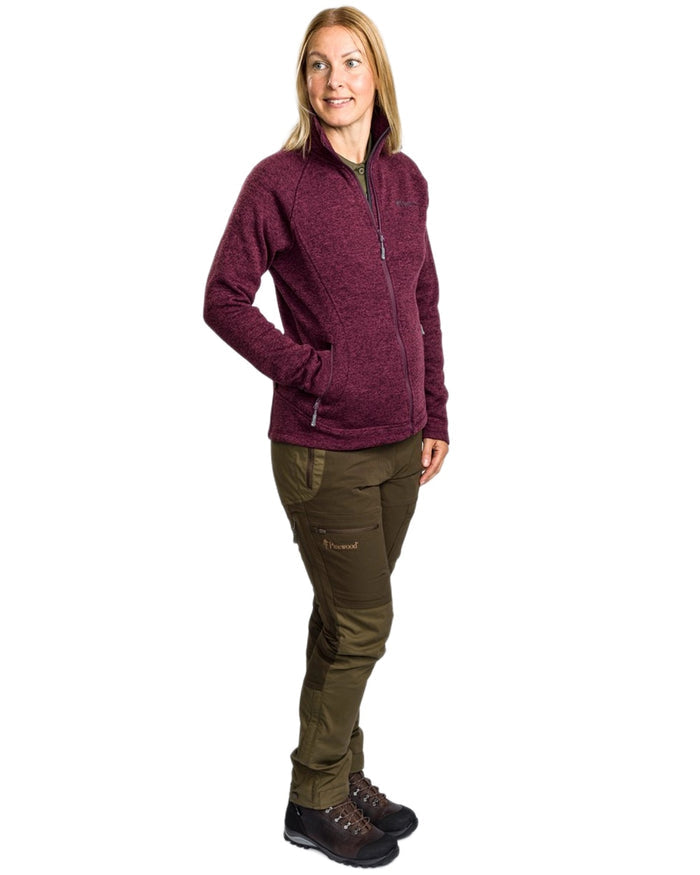 Plum Melange coloured Pinewood Womens Gabriella Fleece Jacket on white background #colour_plum-melange