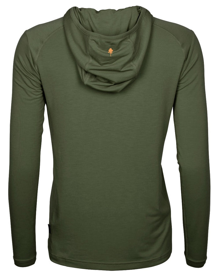 Moss Green coloured Pinewood Womens Insectsafe Function Hoodie on white background #colour_moss-green