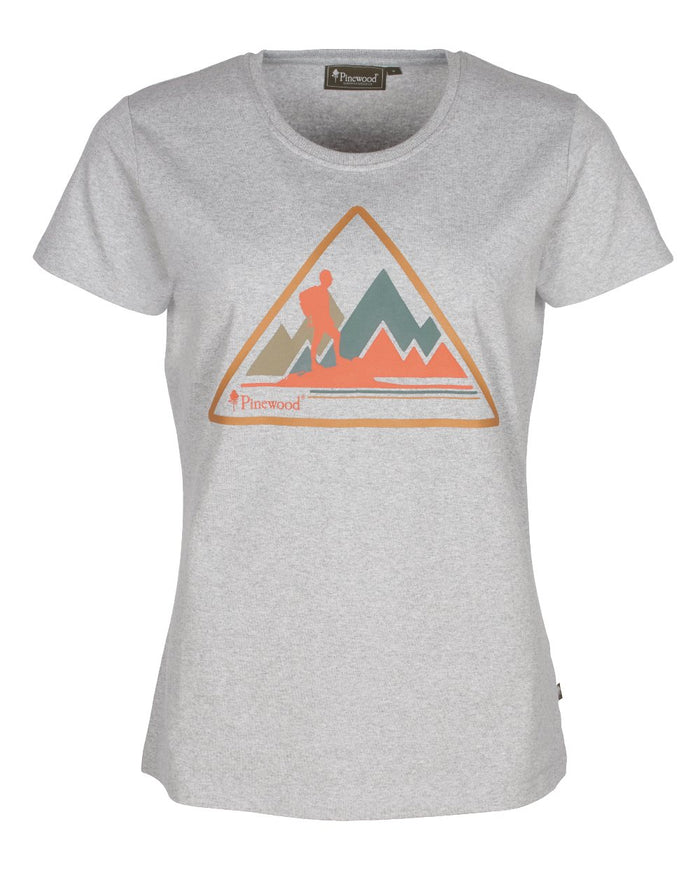 Light Grey Melange coloured Pinewood Womens Outdoor Trekker T-Shirt on white background #colour_light-grey-melange