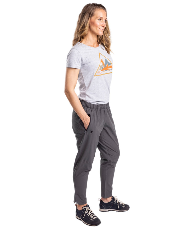 Light Grey Melange coloured Pinewood Womens Outdoor Trekker T-Shirt on white background #colour_light-grey-melange