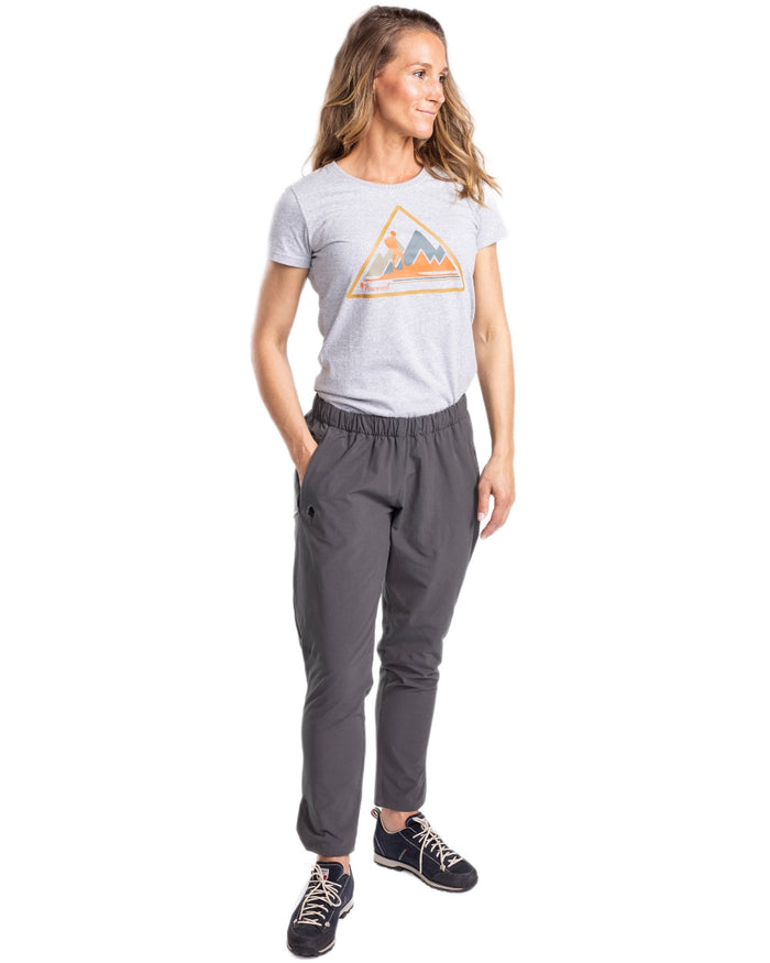 Light Grey Melange coloured Pinewood Womens Outdoor Trekker T-Shirt on white background #colour_light-grey-melange