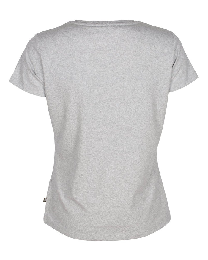 Light Grey Melange coloured Pinewood Womens Outdoor Trekker T-Shirt on white background #colour_light-grey-melange