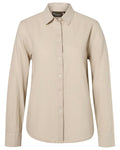 Linen Beige coloured Pinewood Womens Varnamo InsectSafe Hemp Mix Long Sleeve Shirt on white background #colour_linen-beige