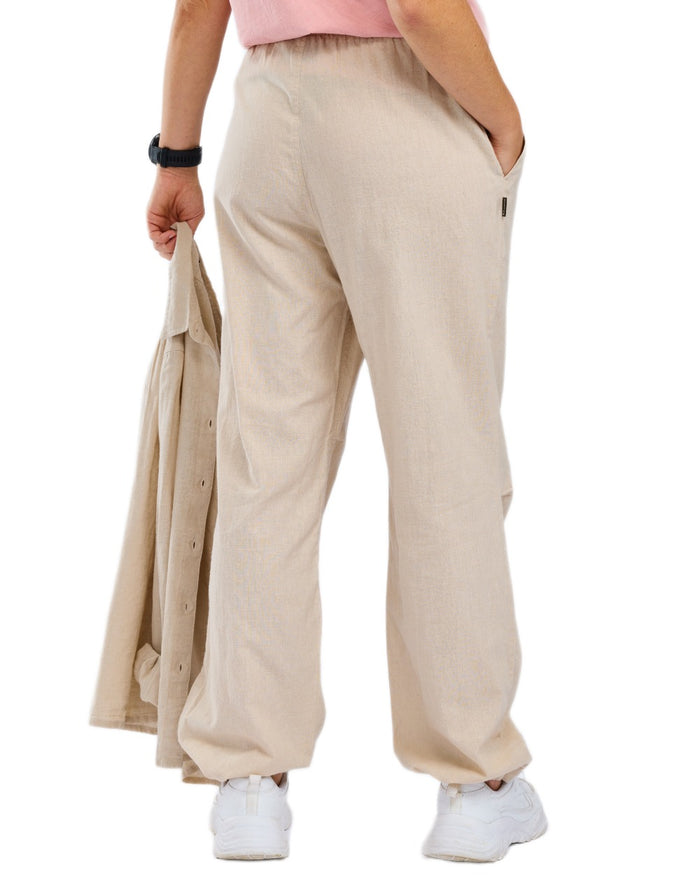 Linen Beige coloured Pinewood Womens Varnamo InsectSafe Hemp Mix Trousers on white background #colour_linen-beige