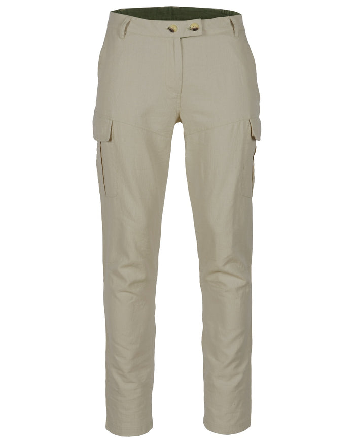 Linen Beige coloured Pinewood Womens Varnamo Insectsafe Linen Trousers on white background #colour_linen-beige