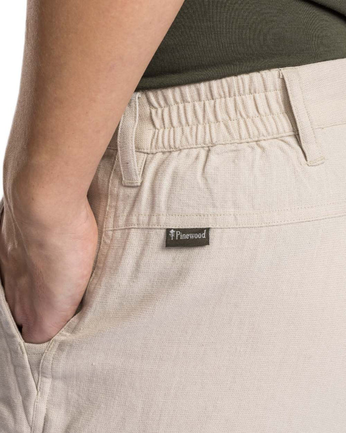 Linen Beige coloured Pinewood Womens Varnamo Insectsafe Linen Trousers on white background #colour_linen-beige