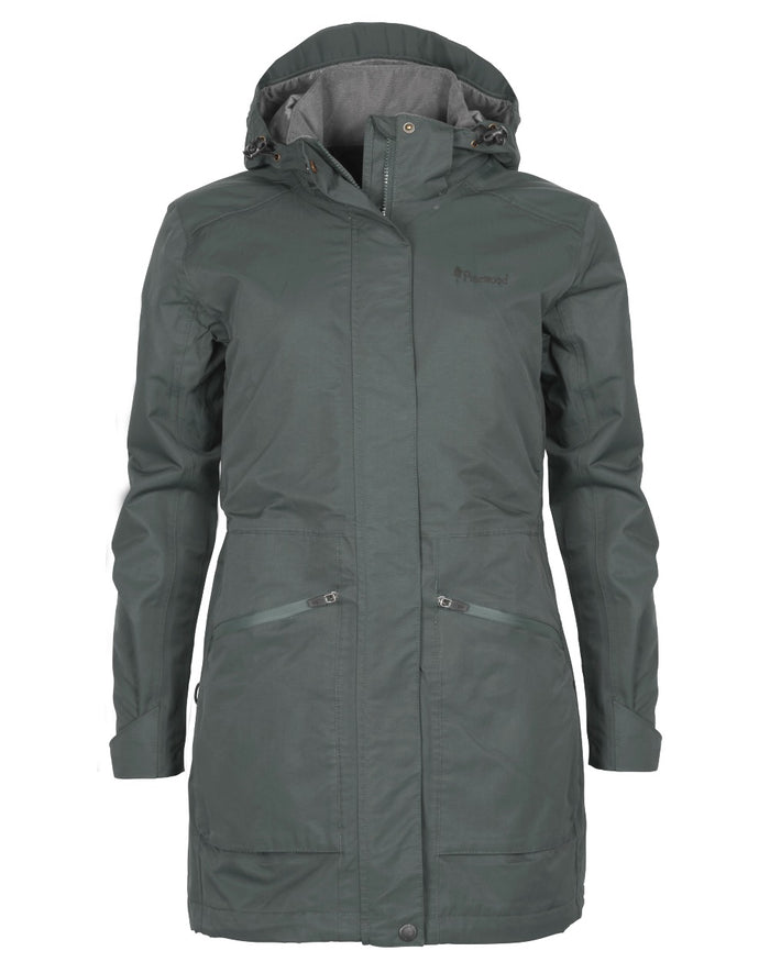 Urban Grey coloured Pinewood Womens Wilda Parka on white background #colour_urban-grey