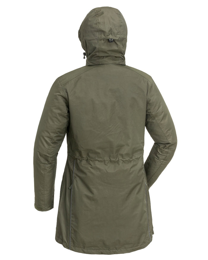 Moss Green coloured Pinewood Womens Wilda Parka on white background #colour_moss-green