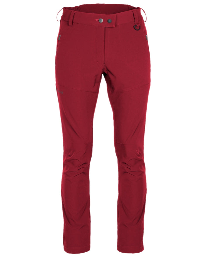 Dark Tomato Coloured Pinewood Womens Wilda Stretch Shell Trousers on white background #colour_dark-tomato