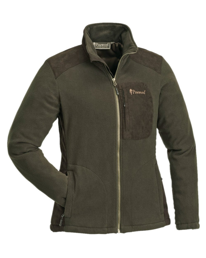 Hunting Brown Suede Brown Coloured Pinewood Womens Wildmark Membrane Fleece Jacket on white background #colour_hunting-brown-suede-brown