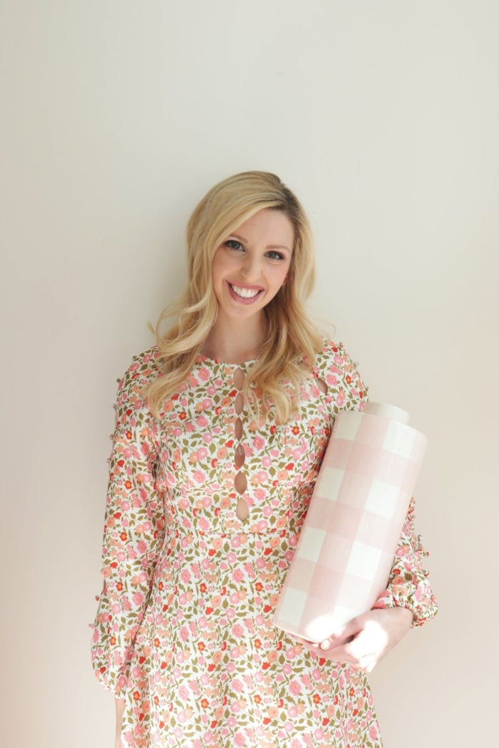 Pink Gingham Column Lamp - Liza Pruitt