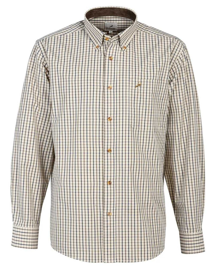 Beige Brown coloured ProHunt Thoury Long Sleeve Shirt on white background #colour_beige-brown