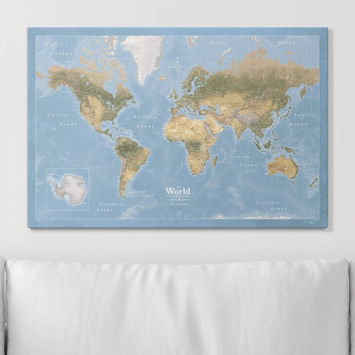 Push Pin World Map Pin Board - Natural Earth - Pins Included! - Liza Pruitt
