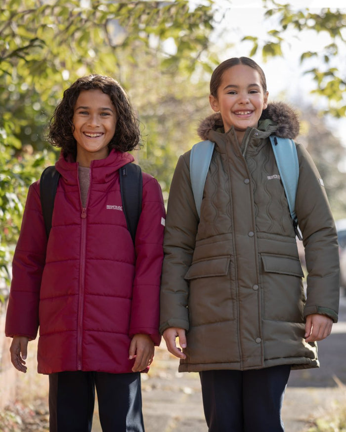 Dark Pimento Coloured Regatta Childrens Halkner Quilted Jacket on outdoor background #colour_dark-pimento