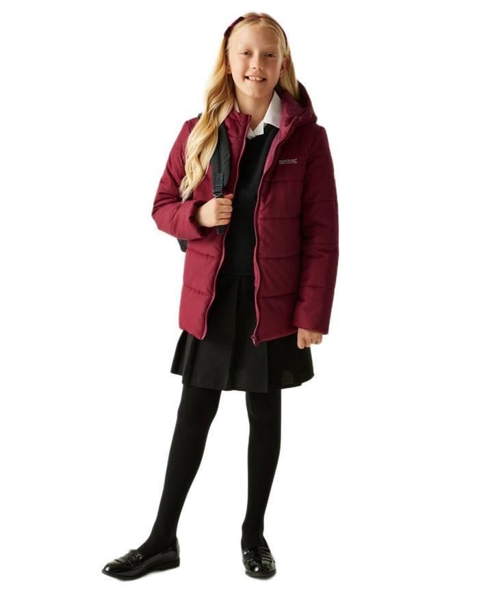 Dark Pimento Coloured Regatta Childrens Halkner Quilted Jacket on white background #colour_dark-pimento