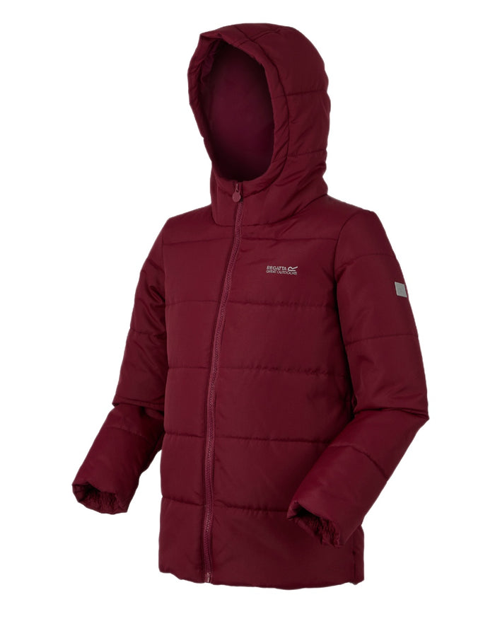 Dark Pimento Coloured Regatta Childrens Halkner Quilted Jacket on white background #colour_dark-pimento