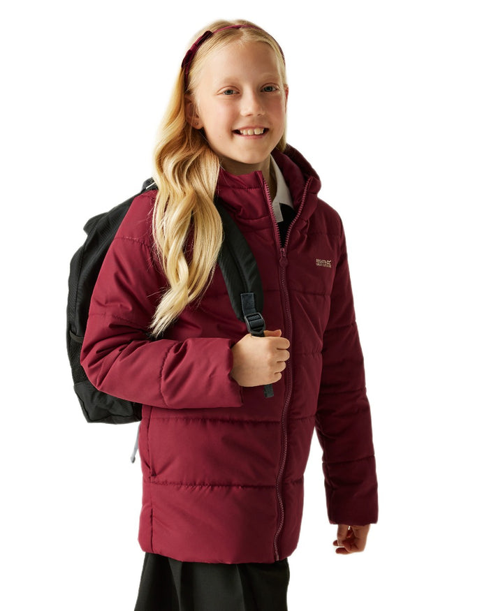 Dark Pimento Coloured Regatta Childrens Halkner Quilted Jacket on white background #colour_dark-pimento