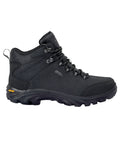 Black Coloured Regatta Mens Burrell Leather Waterproof Walking Boots on white background #colour_black