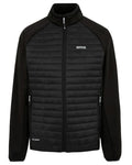 Black Coloured Regatta Mens Clumber Hybrid Jacket on white background #colour_black