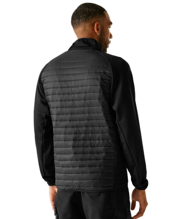 Black Coloured Regatta Mens Clumber Hybrid Jacket on white background #colour_black