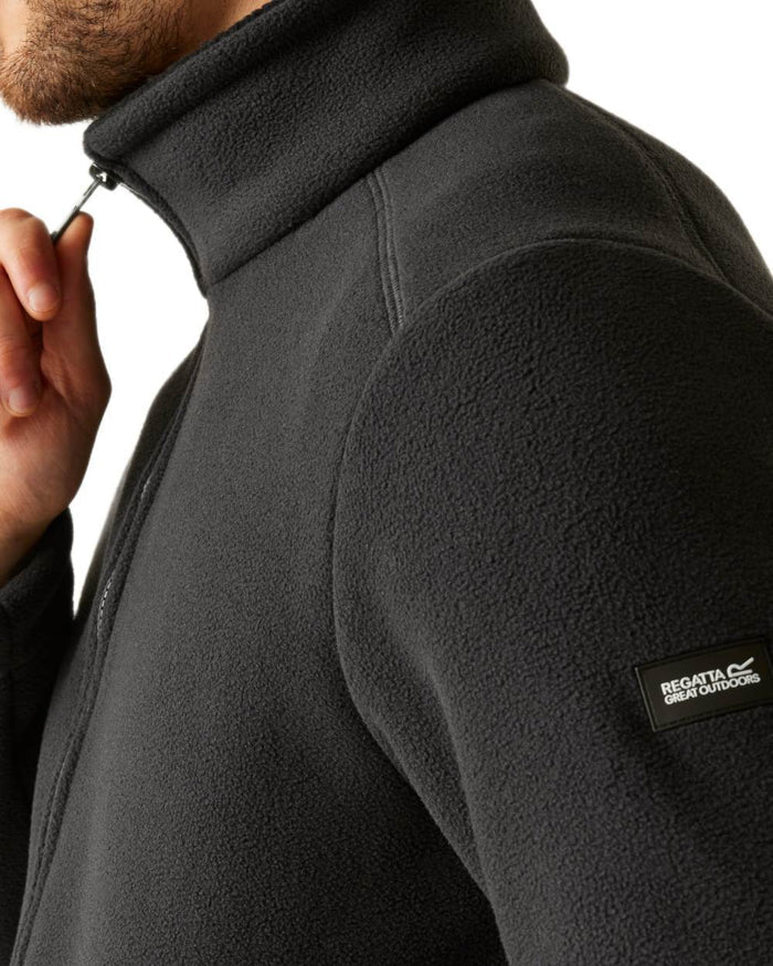 Ash Black Coloured Regatta Mens Garrian II Full Zip Fleece Jacket on white background #colour_ash-black
