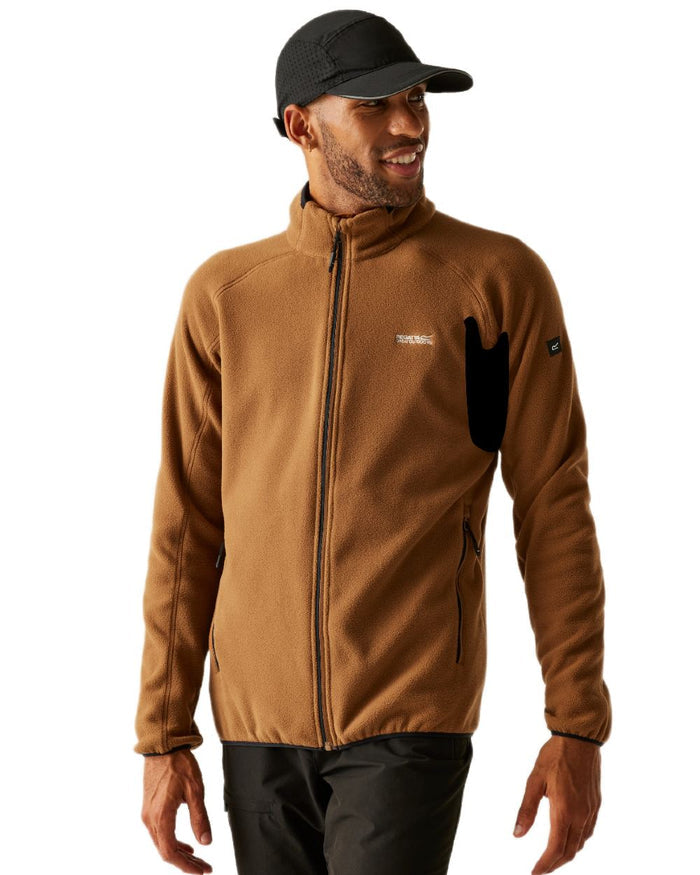 Nut Brown Coloured Regatta Mens Hadfield Full Zip Fleece Jacket on white background #colour_nut-brown