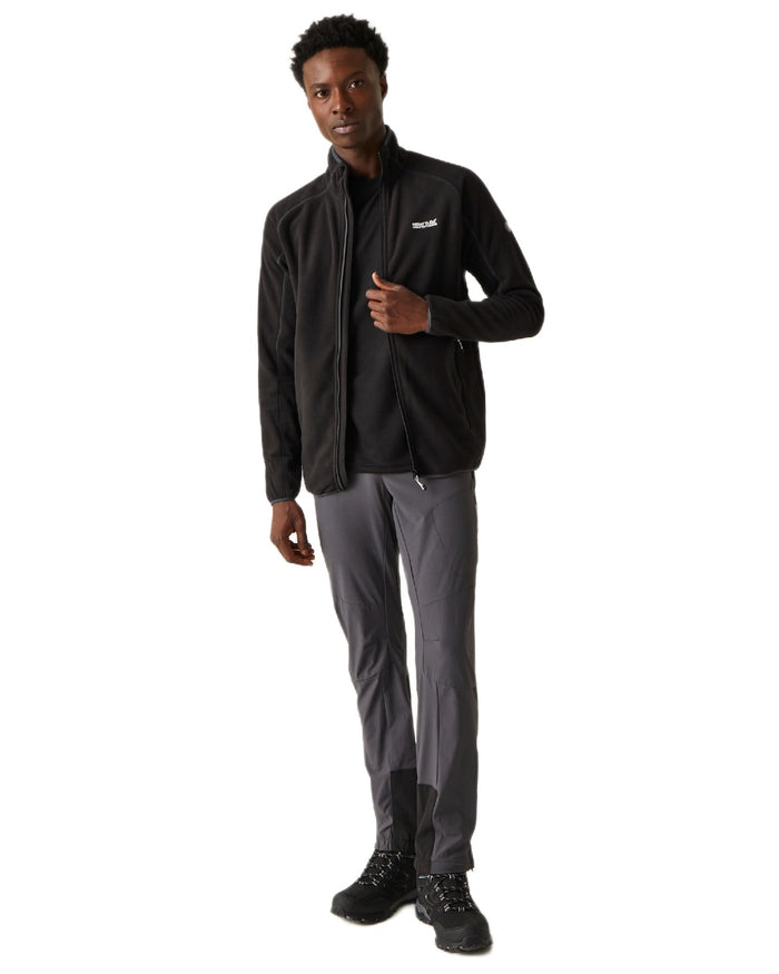 Black Coloured Regatta Mens Hadfield Full Zip Fleece Jacket on white background #colour_black