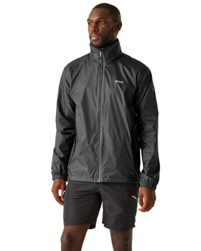 Iron Coloured Regatta Mens Lyle IV Waterproof Packaway Jacket on white background #colour_iron