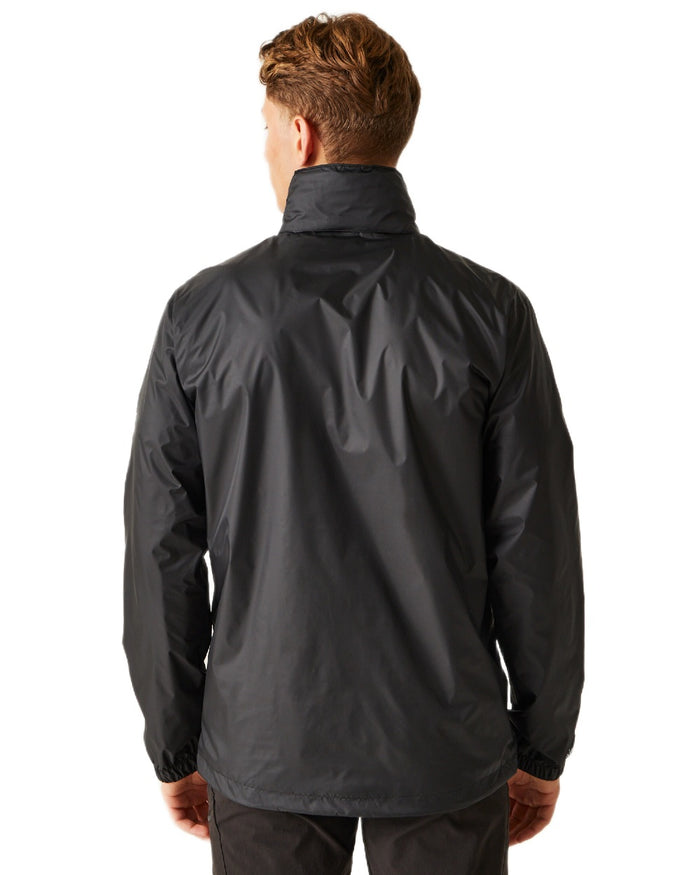 Black Coloured Regatta Mens Lyle IV Waterproof Packaway Jacket on white background #colour_black