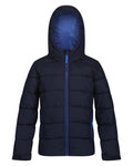 Navy New Royal coloured Regatta Professional Childrens Thermal Jacket on white background #colour_navy-new-royal