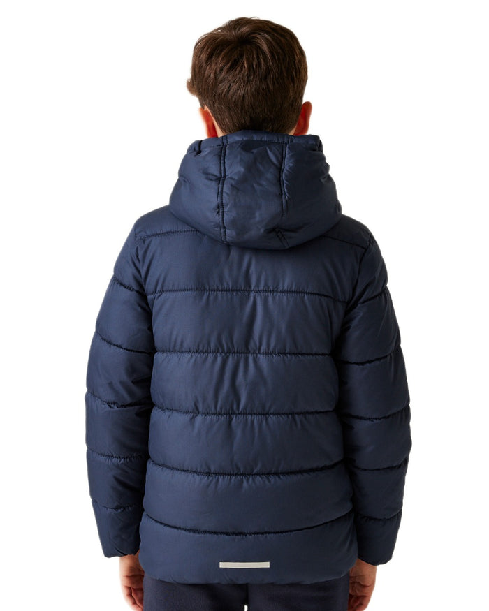 Navy New Royal coloured Regatta Professional Childrens Thermal Jacket on white background #colour_navy-new-royal