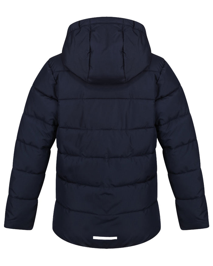 Navy New Royal coloured Regatta Professional Childrens Thermal Jacket on white background #colour_navy-new-royal