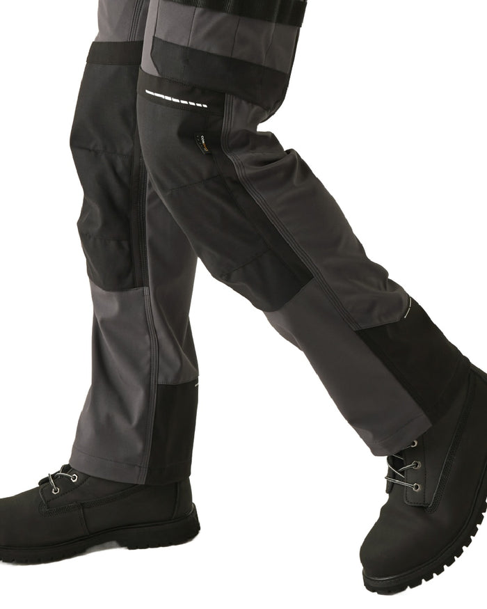 Slate Grey Black coloured Regatta Mens 4Tex Stretch Holster Trousers on white background #colour_slate-grey-black