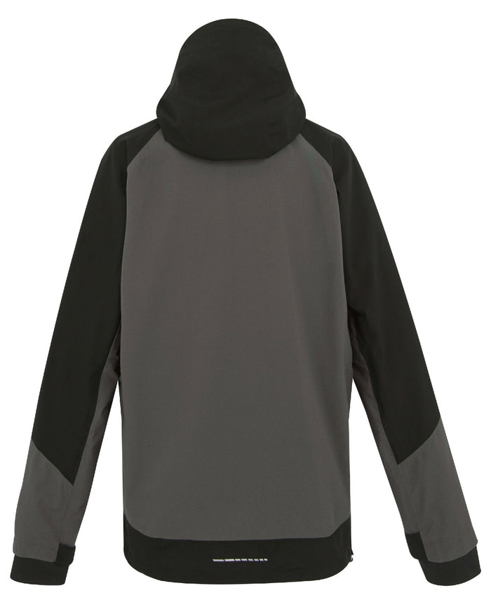 Slate Grey Black coloured Regatta Mens 4Tex Stretch Waterproof Shell Jacket on white background #colour_slate-grey-black