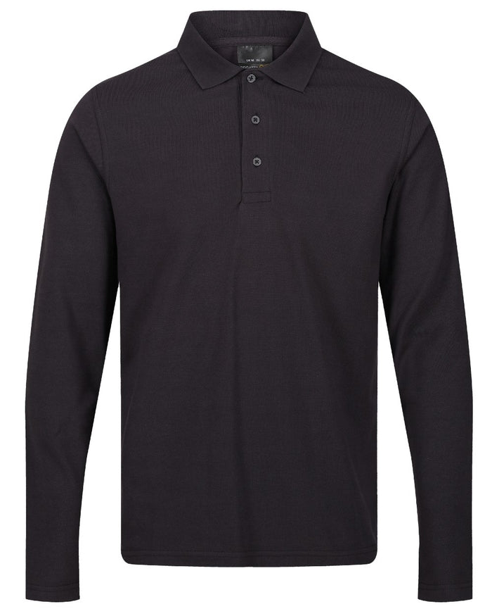 Seal Grey coloured Regatta Professional Mens 65/35 Long Sleeves Polo Top on white background #colour_seal-grey