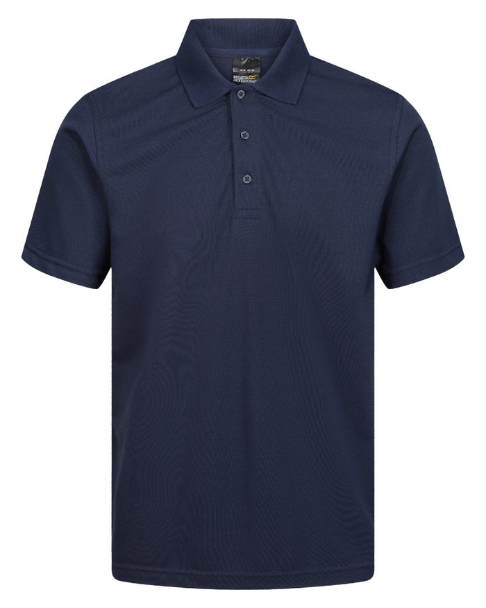 Navy coloured Regatta Professional Mens 65/35 Short Sleeves Polo Top on white background #colour_navy