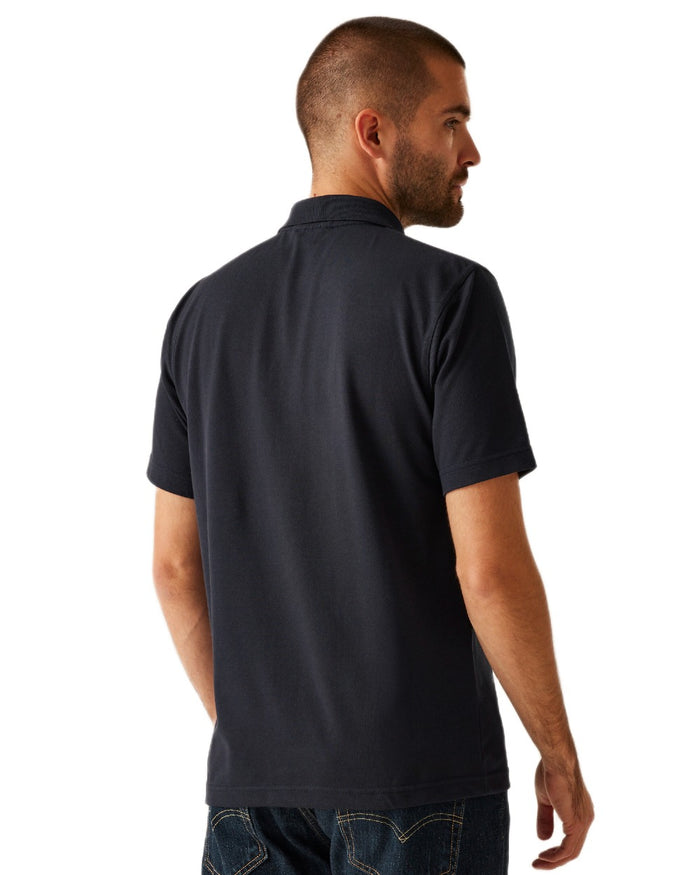 Navy coloured Regatta Professional Mens 65/35 Short Sleeves Polo Top on white background #colour_navy