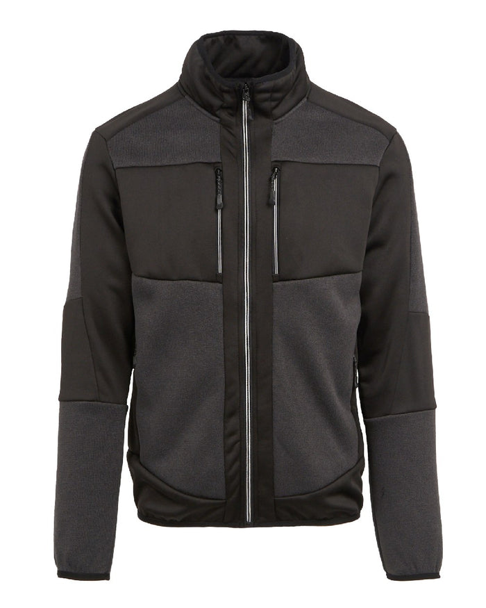 Ash Black coloured Regatta Mens E-Volve Stretch Midlayer Fleece Jacket on white background #colour_ash-black