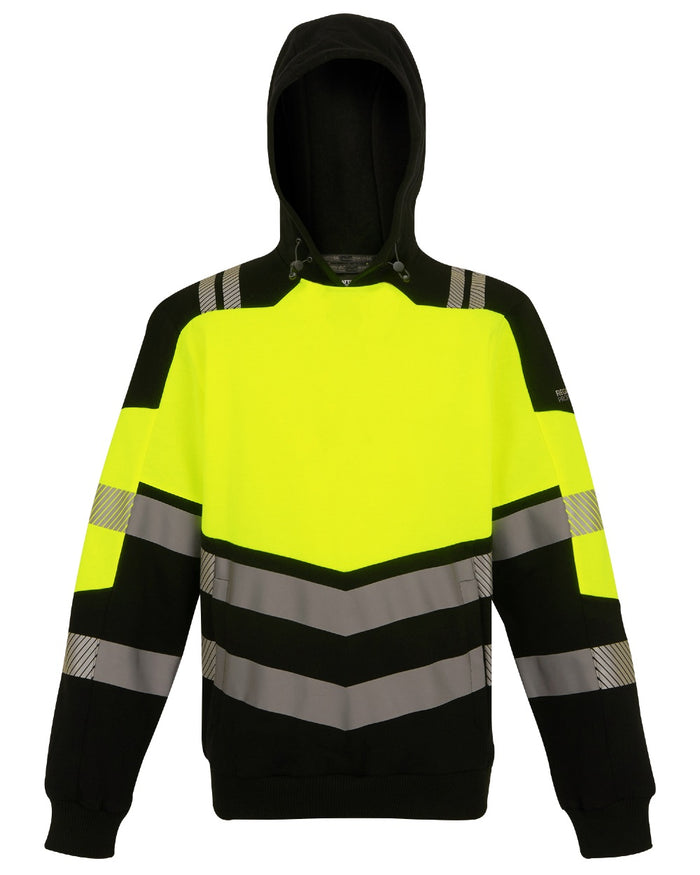 Black Yellow Coloured Regatta Mens Hi-Vis X-Pro Hoodie Class 2 on White Background
#colour_black-yellow