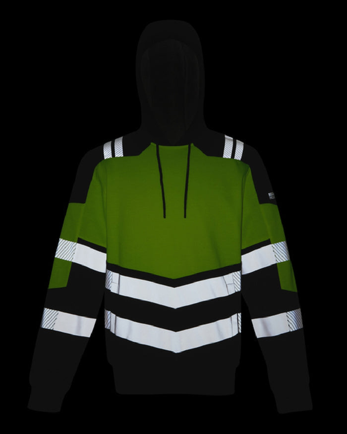 Black Yellow Coloured Regatta Mens Hi-Vis X-Pro Hoodie Class 2 on Black Background
#colour_black-yellow