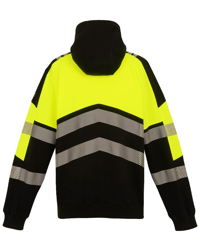 Black Yellow Coloured Regatta Mens Hi-Vis X-Pro Hoodie Class 2 on White Background
#colour_black-yellow