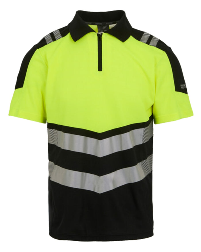 Black Yellow Coloured Regatta Mens Hi-Vis X-Pro Polo Class 1 on White Background
#colour_black-yellow