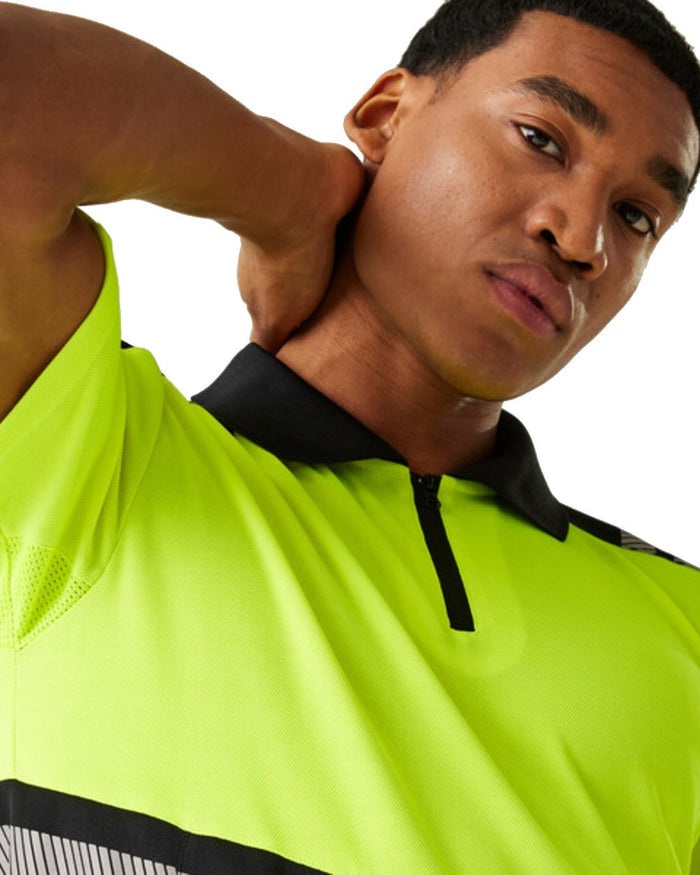 Black Yellow Coloured Regatta Mens Hi-Vis X-Pro Polo Class 1 on White Background
#colour_black-yellow