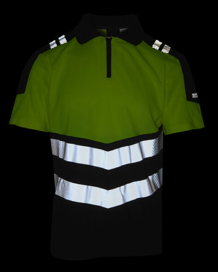 Black Yellow Coloured Regatta Mens Hi-Vis X-Pro Polo Class 1 on Black Background
#colour_black-yellow